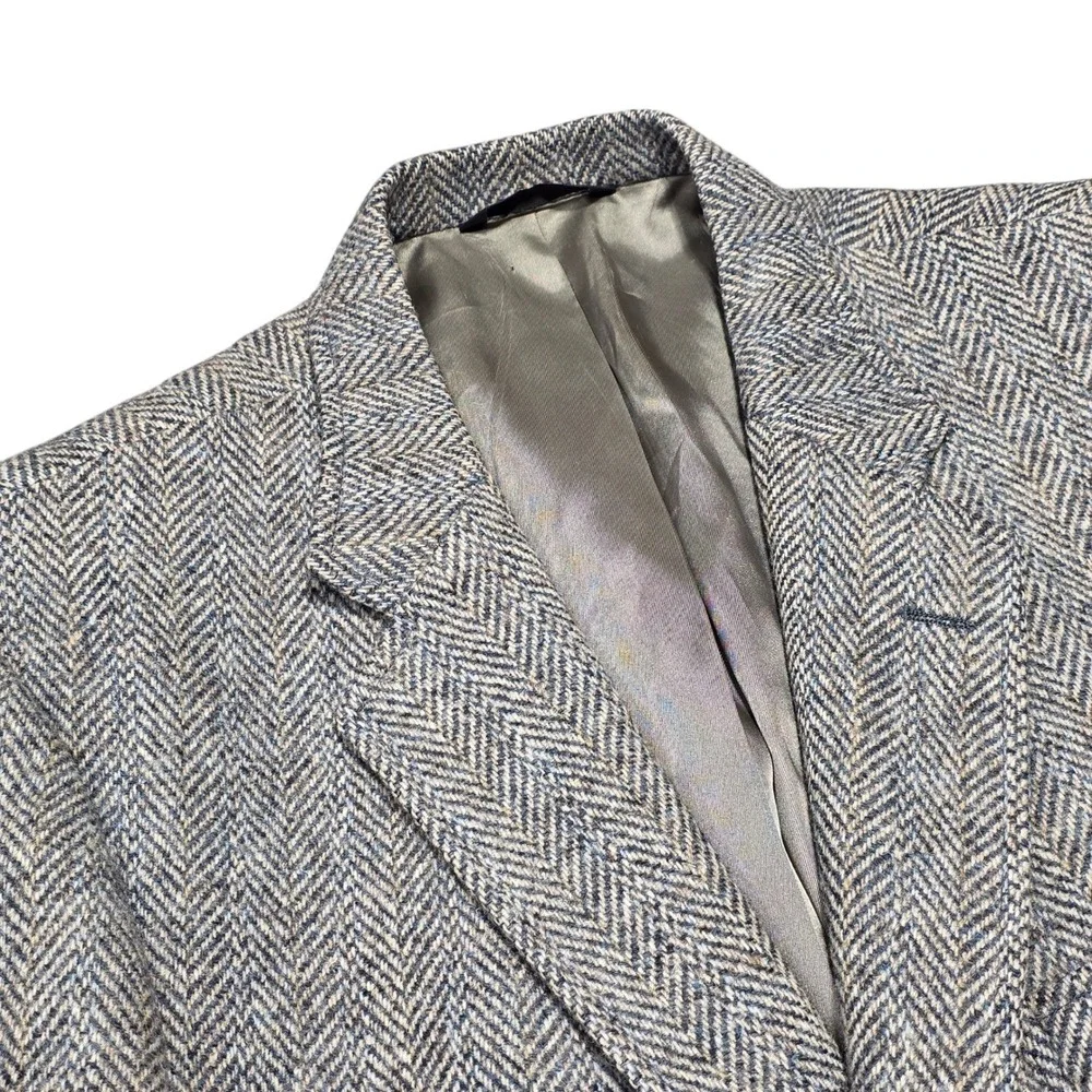 Harris Tweed Blazer Herringbone Wool Sport Coat Handwoven Scottish Mens 41R READ